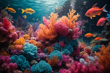 Obraz na płótnie Canvas Photo of beautiful view of underwater colorful sea plants ai generative