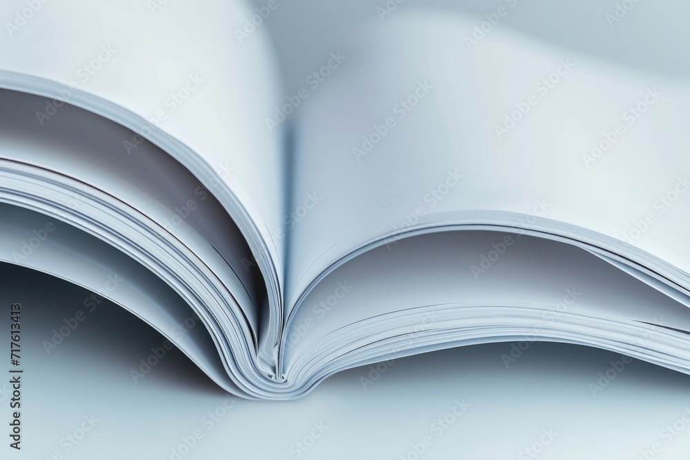 Aufkleber An up-close view of an open book placed on a table. This image can be used to represent education, reading, or studying.