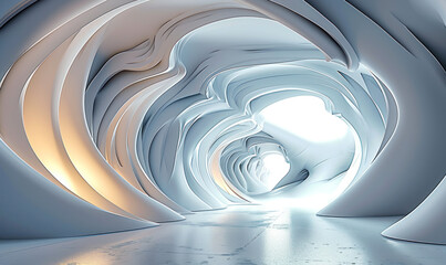 Intricate 3D White Room: Futuristic Geometric Wallpaper, Modern Abstract Architecture Background for Textured Presentations