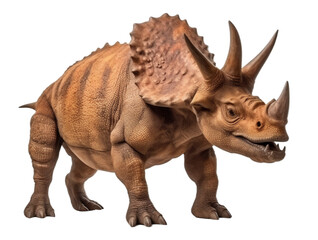 Fototapeta premium ancient animal horned dinosaur illustration on transparent background, generative ai