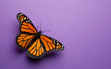 Beautiful Butterfly on Purple Background