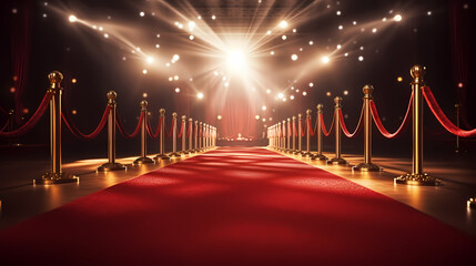 Luxurious and elegant red carpet staircase, holiday awards ceremony event