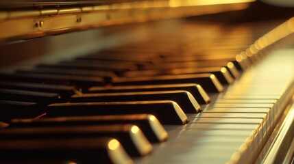 A detailed close-up view of the keys on a piano. Ideal for music-related designs and compositions