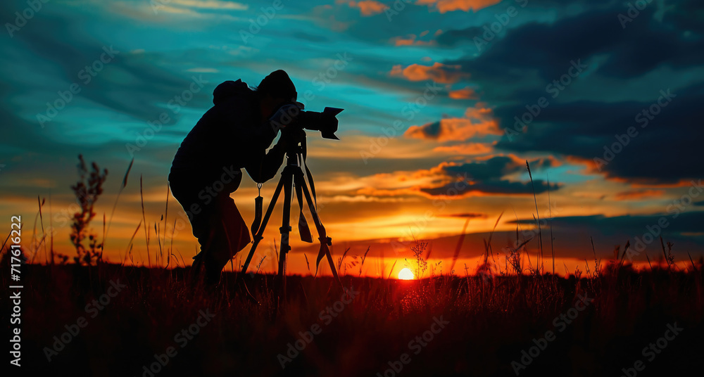 Aufkleber A person capturing a moment with a camera. Suitable for various uses