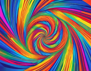 Fototapeta na wymiar Psychedelic geometric rainbow swirl celestial rainbow spiral meditation focus trippy background artistic style