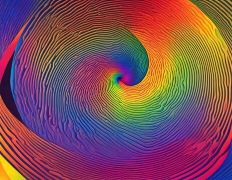 Psychedelic rainbow turns and spirals in a receding celestial rainbow swirl meditation mental focus trippy background artistic style