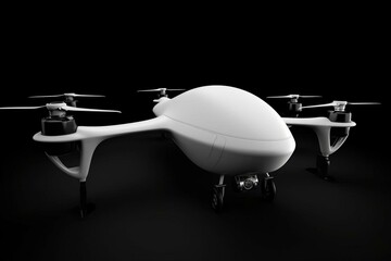 3D model of unmanned aerial vehicle on black backdrop. Generative AI