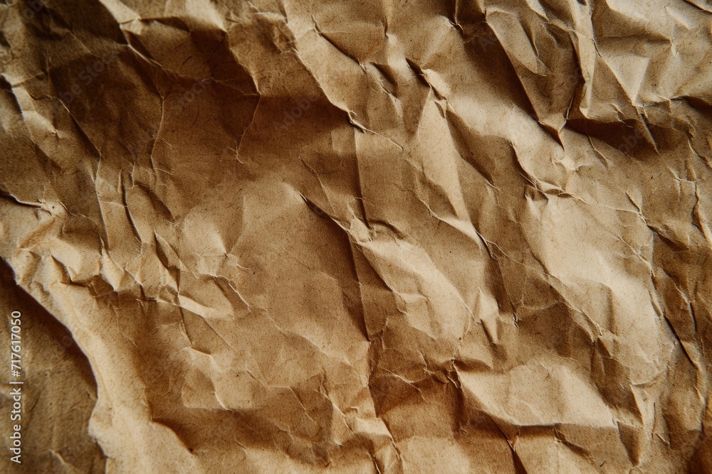 Poster A detailed close-up view of a piece of brown paper. Ideal for adding a rustic touch to design projects or backgrounds