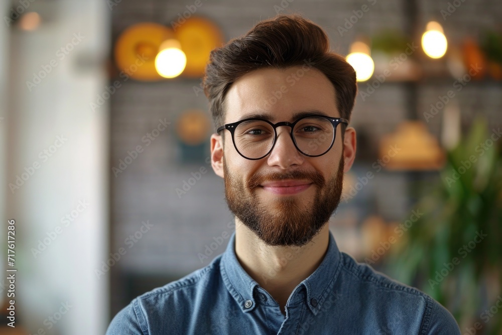 Aufkleber a picture of a man with a beard and glasses smiling. suitable for various uses