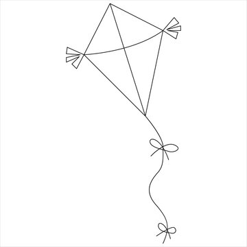 recommend clip art: Continuous one line drawing of kite line art drawing vector illustration