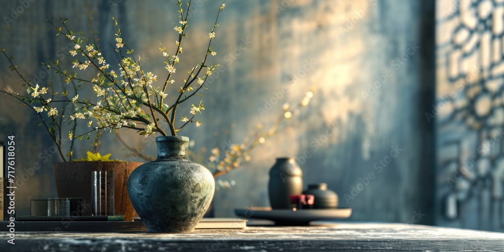 Poster A vase filled with flowers sitting on top of a table. Perfect for adding a touch of nature to any space