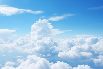 Naklejka na ściany i meble Beautiful blue sky and white cumulus clouds abstract background. Cloudscape background.
