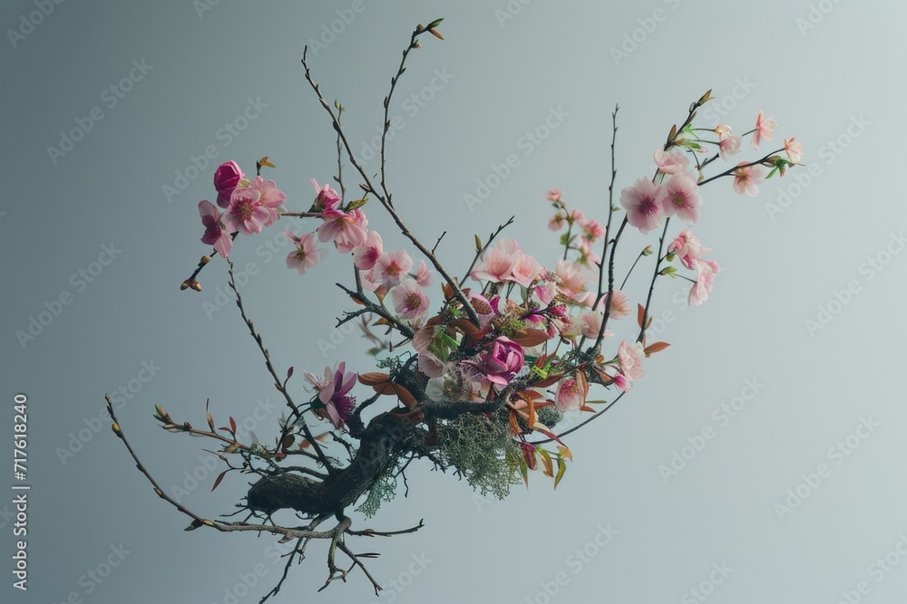 Aufkleber a vase filled with lots of pink flowers. perfect for adding a touch of color and freshness to any sp