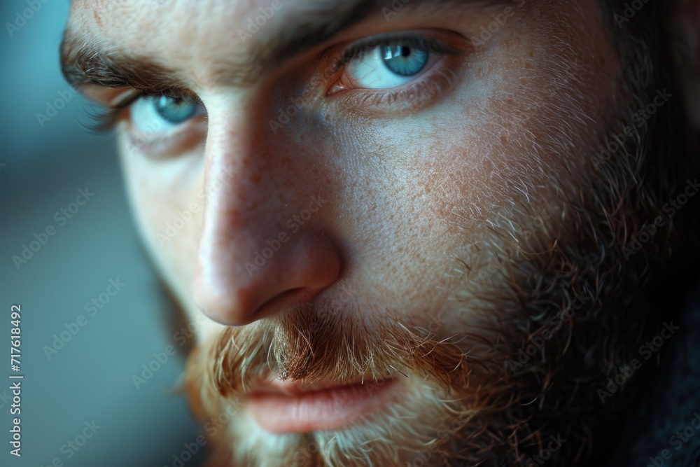 Aufkleber A close-up shot of a man with a beard. Versatile image suitable for various uses