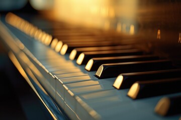 A close-up view of the keys on a piano. Perfect for music-related projects and designs