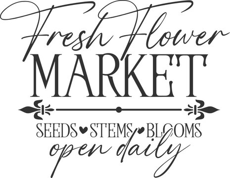 Flower Market Seeds Stems Blooms Open Daily - Flower Market Illustration