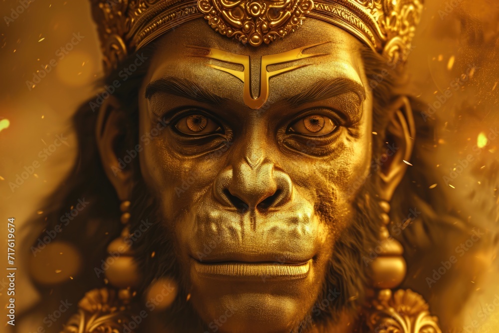 Poster A statue of a monkey wearing a crown. Perfect for adding a touch of whimsy and royalty to any setting