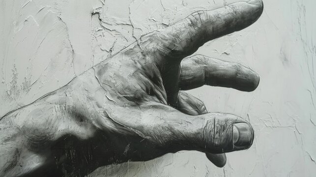 A close-up photograph of a person's hand resting on a wall. This versatile image can be used in various contexts