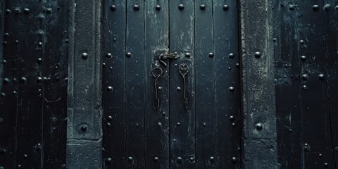 A detailed close up of a metal door with a lock. This image can be used to depict security, safety, or access control.