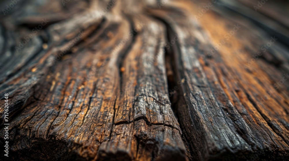 Poster a detailed view of a piece of wood placed on a table. suitable for various creative projects and des