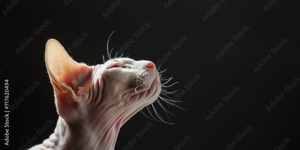 Poster a close-up image of a cat with its mouth open. this picture can be used to depict various emotions o