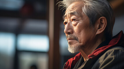 シニアの悩み、深刻な表情の日本人男性