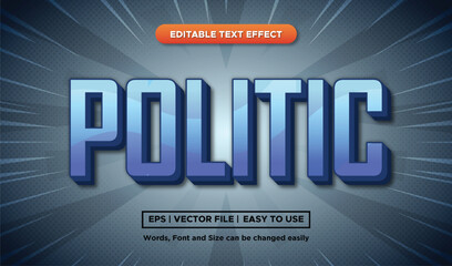editable politic text effect, blush blue, 3d style