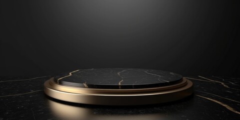 Obraz premium A black marble table with a gold base, suitable for elegant and modern interior design