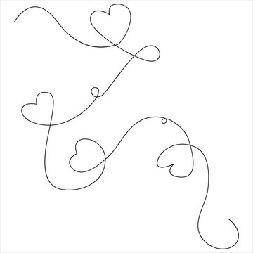 
Continuous one line drawing of heart and love sign line art drawing vector illustration