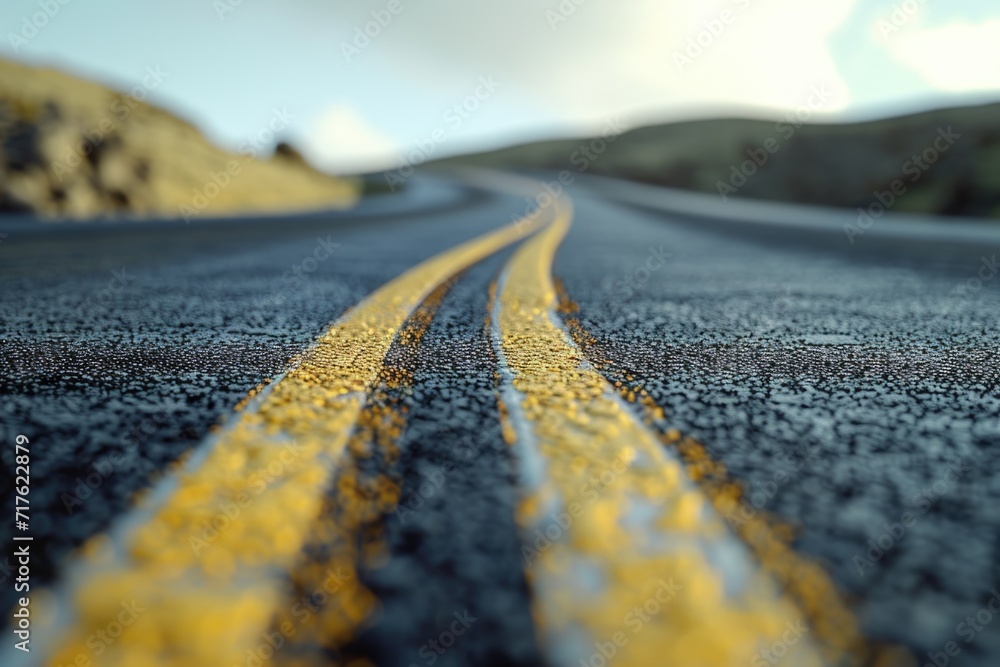 Aufkleber a straight road with two yellow lines in the middle. suitable for transportation and infrastructure 