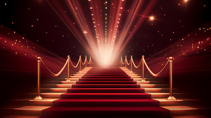 Red carpet staircase background, VIP entrance, night awards ceremony