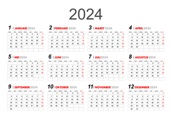 Design Calendar 2024 Vector template