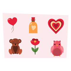 Flat valentines day elements collection