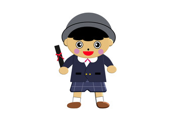 卒園式　かわいい男の子の園児のイラスト