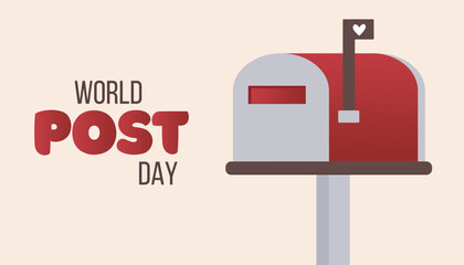 Post Day banner with post box mail box design vector illustration, World Post Day