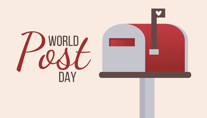 Post Day banner with post box mail box design vector illustration, World Post Day