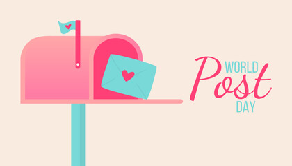 Post Day banner with post box mail box design vector illustration, World Post Day