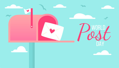 Post Day banner with post box mail box design vector illustration, World Post Day