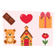 Flat valentines day elements collection