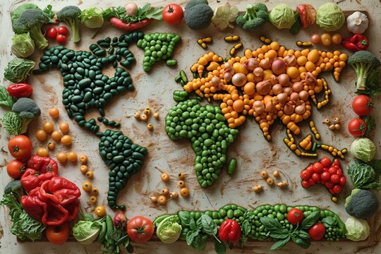 Fruit and Veggie World Map: A Culinary Journey Through the Globe Generative AI