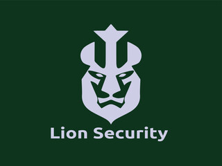 Lion security logo design icon symbol vector template