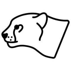 Jaguar face glyph and line vector illustration