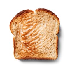 A slice of light brown toasted white bread isolated on a white background