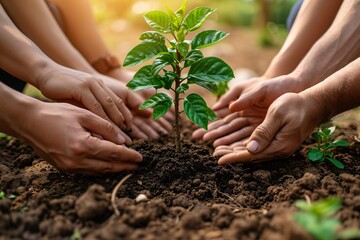 Growing with the Flow: Hands Nurturing a Sprout in the Soil Generative AI