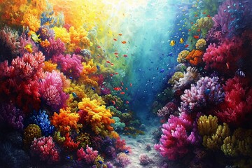 Naklejka na ściany i meble Underwater Paradise: A Vibrant Tribute to the Beauty of the Ocean Generative AI
