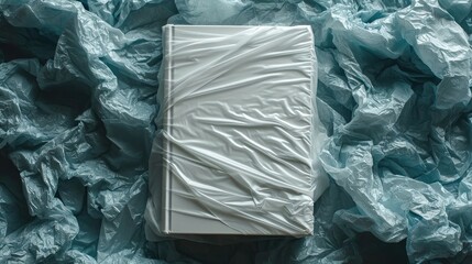 The white book is covered in a white liquid texture covering the entire frame. camera looking from above. Abstract background.