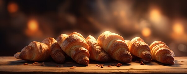Croissant bread mash with blur light background. generative AI - obrazy, fototapety, plakaty
