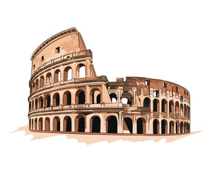 Plakat Colosseum amphitheatre, Rome Italy Illustration