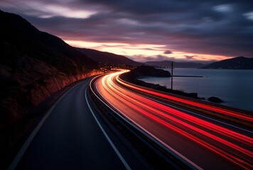 cars are in the road at night