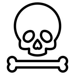 malware, computer virus icon with skull and bones